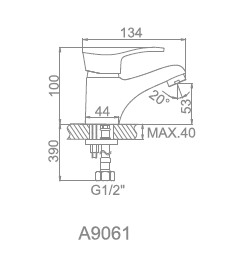 9061 Аccoona Смеситель для умывальника 35мм литой (1/10) фото 2 9061 Аccoona Смеситель для умывальника 35мм литой (1/10) фото 2