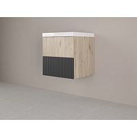 SL Подстолье подвесное "СТОКГОЛЬМ 50" 2 ящ. под рак. "Classica 50" НЕБУЛА/ЧЕРНЫЙ СОФТ