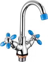 9482M Accoona Смеситель для ум. 1/2 кер гайка СИНИЕ ручки (1/10)