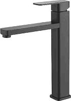 9122F Accoona Смеситель д/умывальника высокий с гайкой. Черный матовый