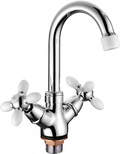 9482G Accoona Смеситель для ум. 1/2 кер гайка БЕЛЫЕ ручки (1/10)