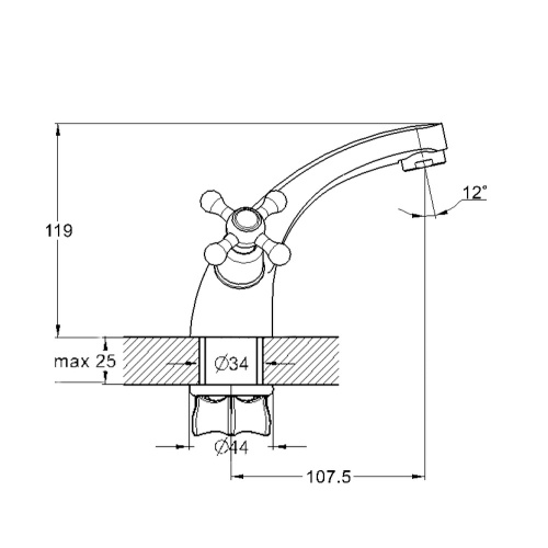 QMT1-A722 G-LAUF Смеситель для умывальника 1/2 кер. шпилька (1/10) фото 2
