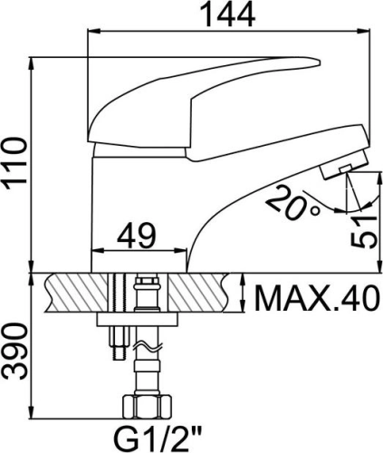 9040 Accoona Смеситель д/умывальника 40мм литой фото 2