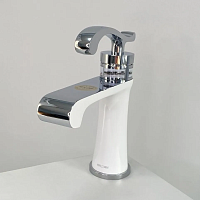 AF19003G Смеситель для умывальника 35мм литой белый+хром