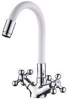 9871G Accoona Смеситель умывальник 1/2 кер. силик. излив БЕЛЫЙ (1/10)