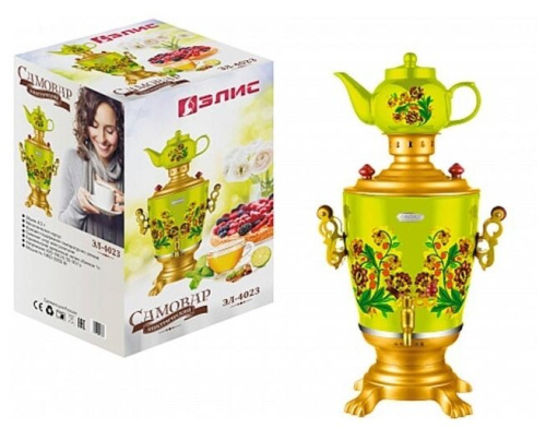 Самовар ЭЛИС ЭЛ-4023 зеленый ''цветы'' фото 3