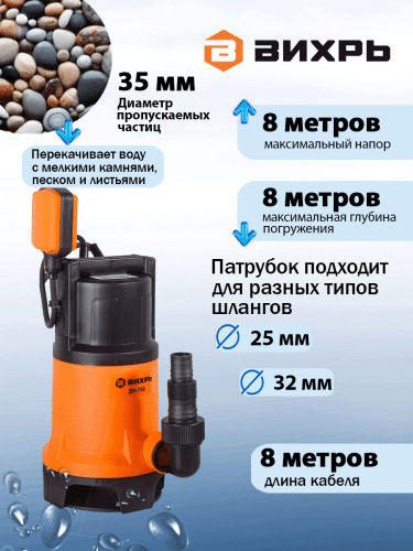 Дренажный насос Вихрь ДН-750 (68/2/2) фото 11 Дренажный насос Вихрь ДН-750 (68/2/2) фото 11