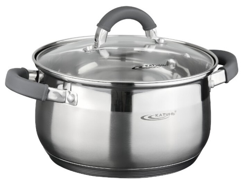 Кастрюля 1,9 л КАТУНЬ ИРИДА KT08-D-16, нерж.сталь, без покрытия, зеркальная полировка, крышка металл