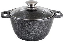 Кастрюля KUKMARA кмт22а 2л со ст. крышкой АП (темный мрамор)