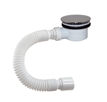 ДХ-902 ОРИО Сифон для душевого поддона, 1/2х90, высота h=58 мм, с гибкой трубой 40-50