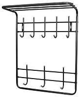 Вешалка настенная НИКА ВПТ8, металл, черный, 8 рожков,  полка 60 х74,5см х25,5см