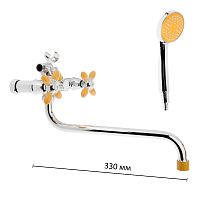 7182H Accoona Смеситель д/ванны 1/2 кер. Желтые ручки (1/10+7130S)