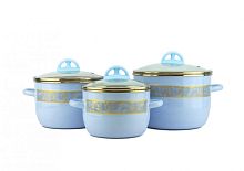 Набор посуды 6 пр. Магнитогорская эмаль 3-305/4, сталь, эмаль, голубой, Полонез, кастрюли 2л, 3л, 4л