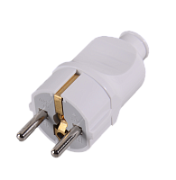 Вилка прямая с/з, белая 16А 250В Вихрь (73/12/1/3)