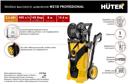 Мойка высокого давления Huter W210i PROFESSIONAL фото 7 Мойка высокого давления Huter W210i PROFESSIONAL фото 7
