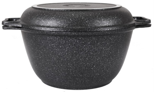 Казан 4 л KUKMARA кмт44а, традиционный, алюминий, антипригарное, темный мрамор фото 2