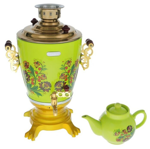 Самовар ЭЛИС ЭЛ-4023 зеленый ''цветы'' фото 2